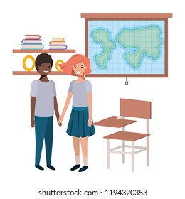 young students in geography classroom