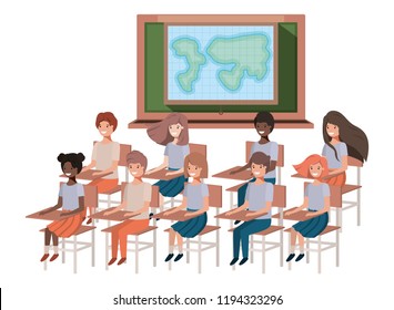 young students in geography classroom