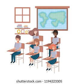 young students in geography classroom