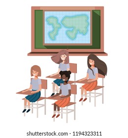 young students in geography classroom