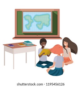 young students in geography classroom