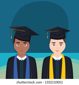 young students graduated diversity characters