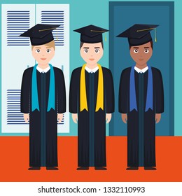 young students graduated diversity characters