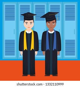 young students graduated diversity characters