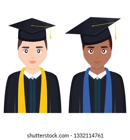 young students graduated diversity characters