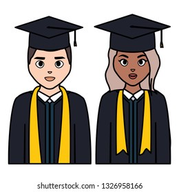 young students graduated diversity couple