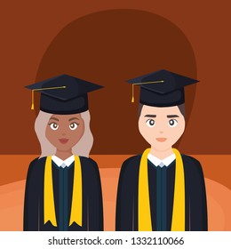 young students graduated diversity couple