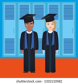 young students graduated diversity couple