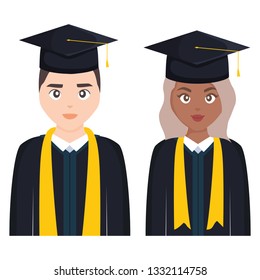 young students graduated diversity couple
