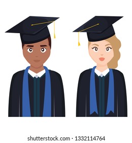 young students graduated diversity couple