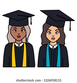 young students graduated girls diversity characters