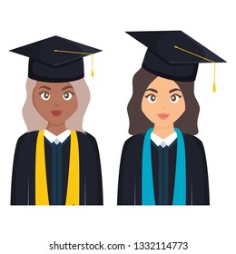 young students graduated girls diversity characters