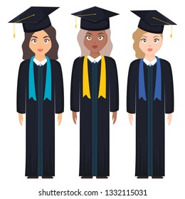 young students graduated girls diversity characters