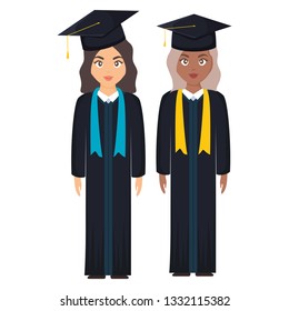 young students graduated girls diversity characters