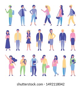 young students group avatars characters vector illustration design