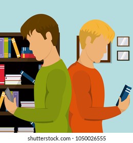 Young students in library