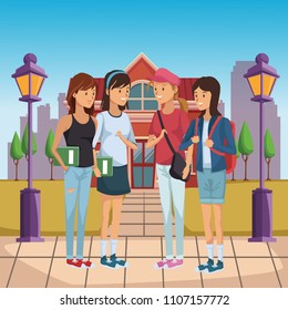 Young students outside of high school