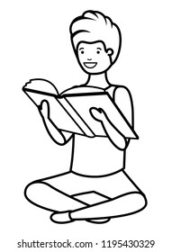 young students sitting reading book