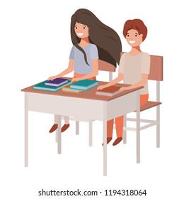 young students sitting in school desk