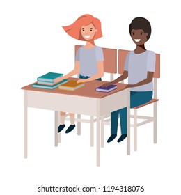 young students sitting in school desk