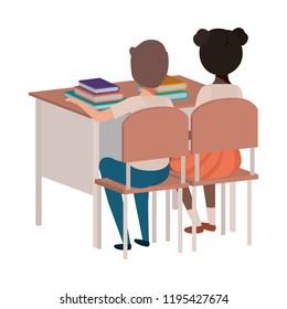 young students sitting in school desk