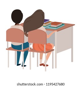 young students sitting in school desk
