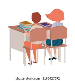 young students sitting in school desk