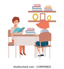 young students sitting in school desk