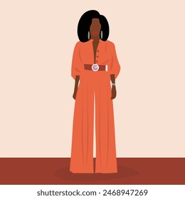 Modelo africano elegante joven en Vector elegante del estilo del arte de la línea