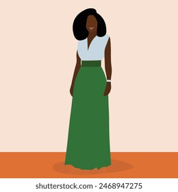 Young Stylish African Model in elegant line art style vector