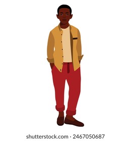 Young stylish black boy in elegant style vector