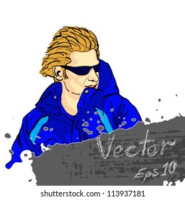 Young stylish dude. Vector illustration.