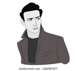 young stylish man looking at right side