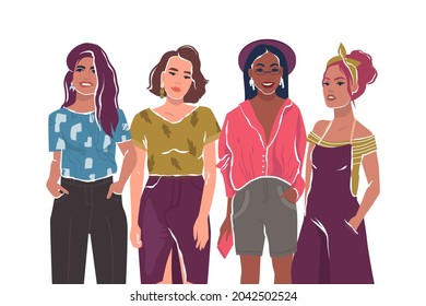 Young Stylish Women Girls Group Women Stock Vector (Royalty Free ...