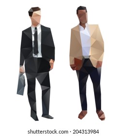 Young successful businessman in suite lowpoly illustration