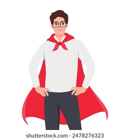 Young Successful Super man. Flat vector illustration isolated on white background