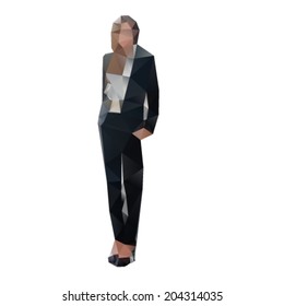 Young sucessful businesswoman lowpoly illustration