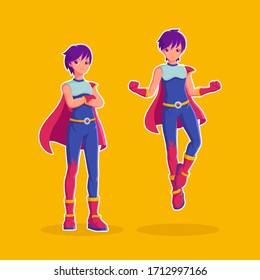 Young superhero cartoon character vector