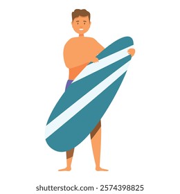 Young surfer holding a surfboard, summer vacation at the sea concept