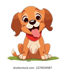Young sweet dog. Baby dog. Sweet adorable creature smiles friendly. Vector graphics, illustration for children.