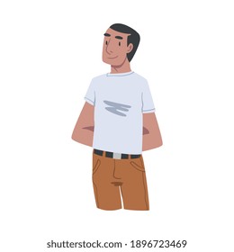 Young Tawny Smiling Man in Standing Pose Vector Illustration