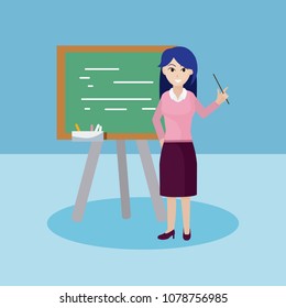 Young teacher with blackboard