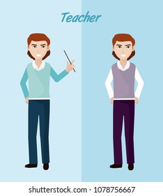 Young teacher cartoon