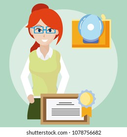 Young teacher cartoon