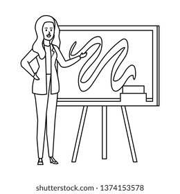young teacher female with chalkboard