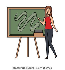 young teacher female with chalkboard