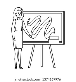 young teacher female with chalkboard
