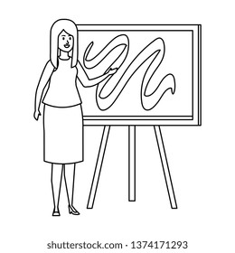 young teacher female with chalkboard
