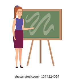 young teacher female with chalkboard