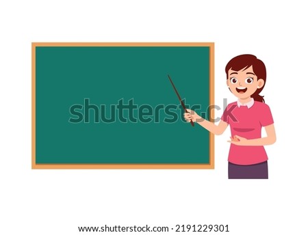 young teacher woman explain in front of class